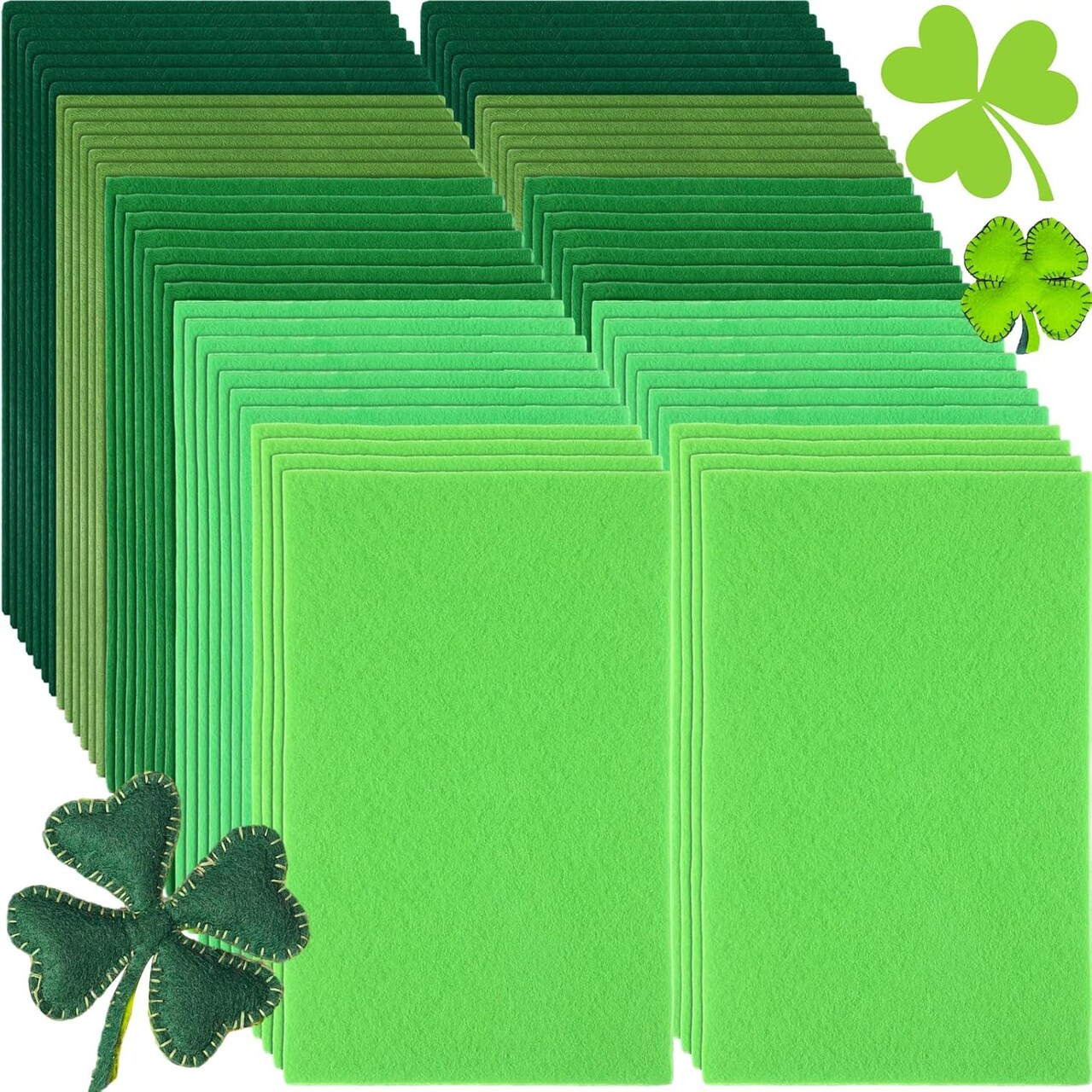 150 Pcs Green Felt Fabric Sheets Bulk for Crafts 8 x 12 Inch 1.4 mm A4 Thick Stiff Felt Sheets Square Assorted Fabric Square for Crafting Sewing School DIY